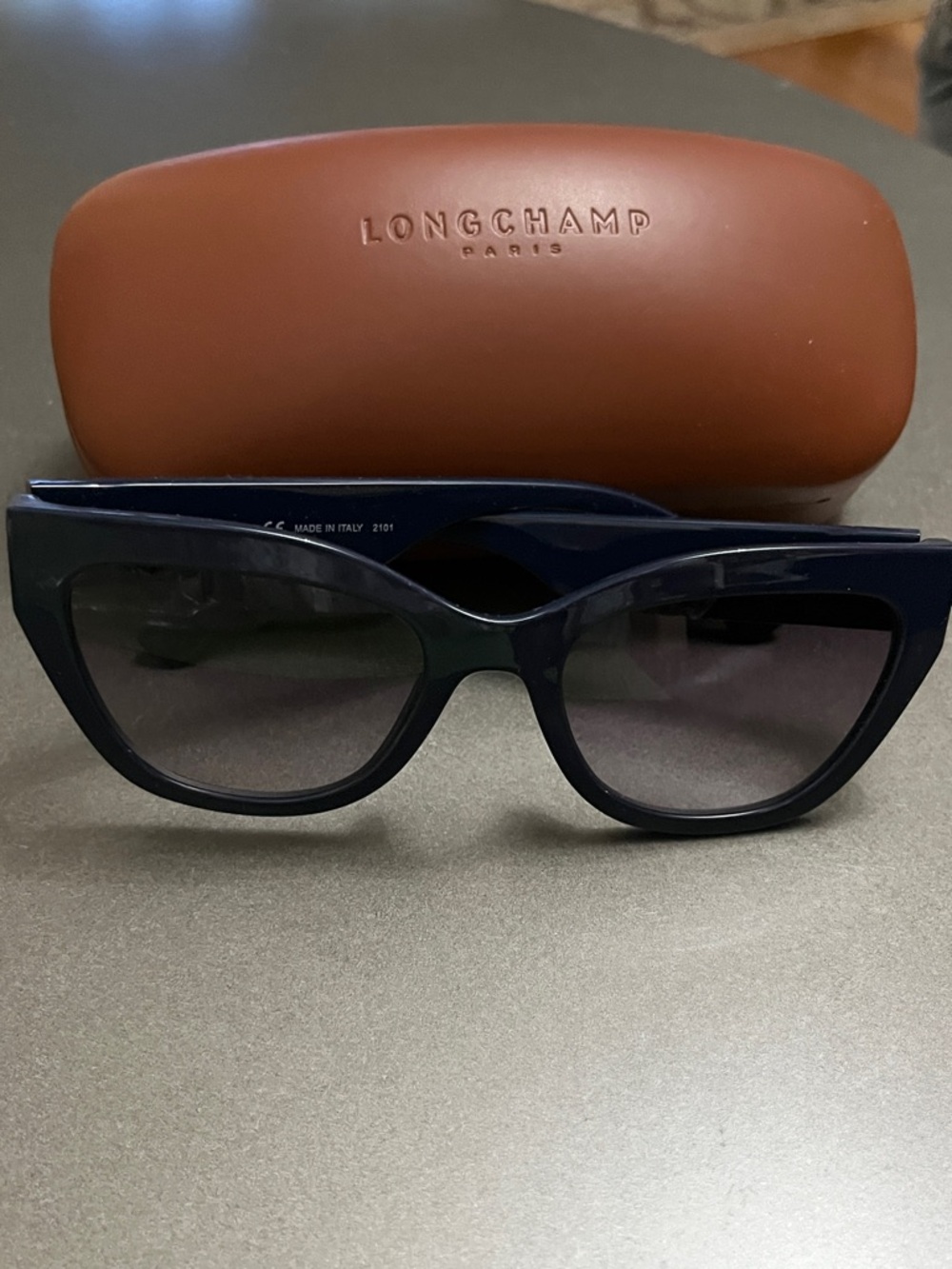 Longchamp Dark Blue Sunglasses Logo Arm